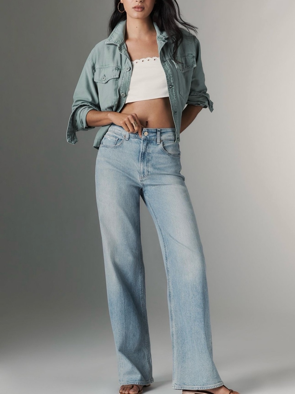 PAIGE Sasha 32" High-Rise Wide-Leg Jeans Size 28
